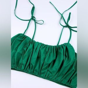 Crinkled Tie Strap Crop Top